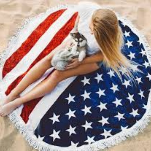 USA FLAG PATRIOTIC BEACH BLANKET- 4TH OF JULY - Picture 3 of 6